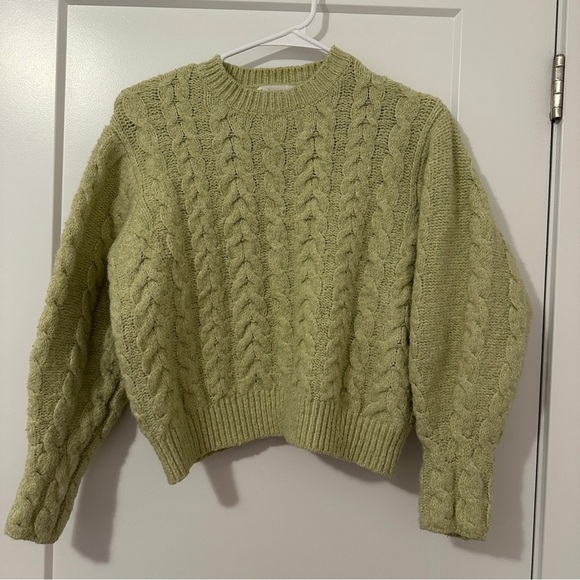 Mango Sweaters - Mango Cable Knit Light Green Sweater Size Extra Small XS Women’s